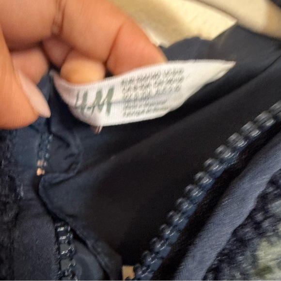 H&M Teddy Jacket Boys Blue Checkered Jersey Lined - Picture 6 of 8